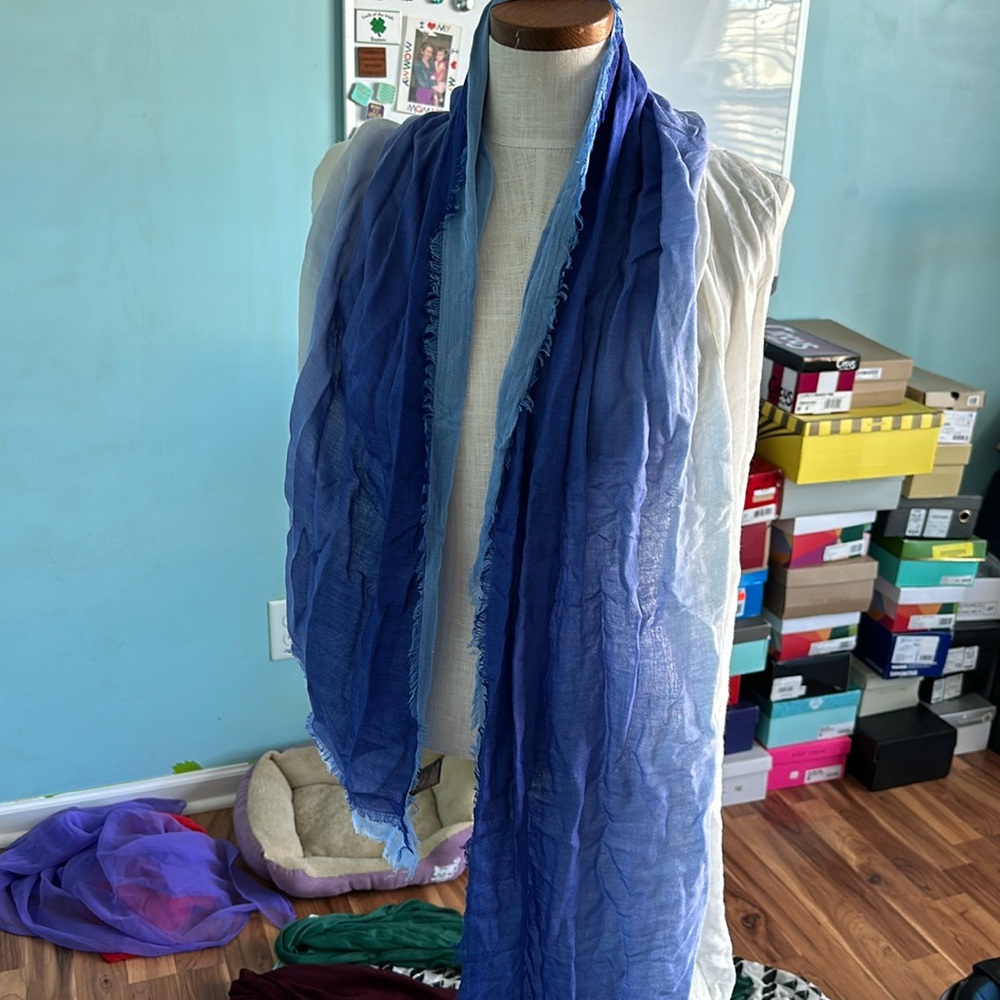 White & blue scarf